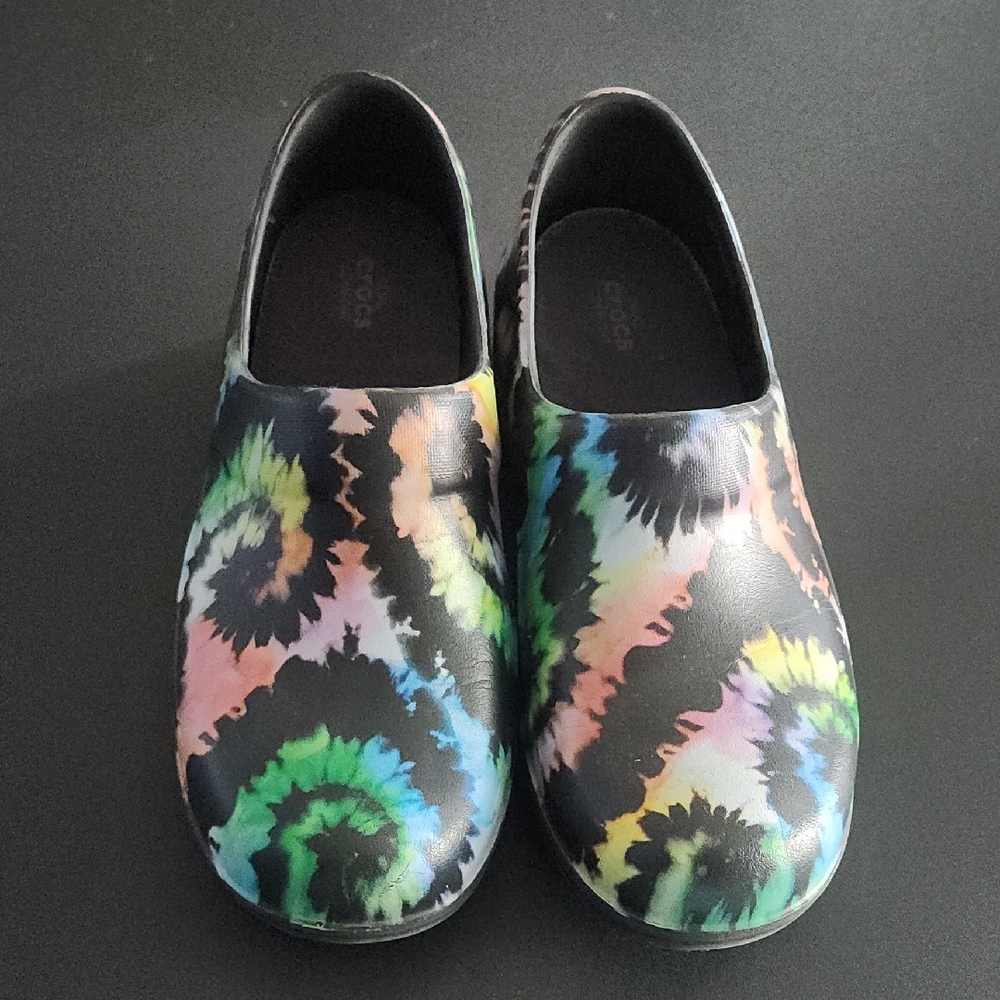 CROCS Women's Tie-Dye Slip-On Clogs - Black Multicolor